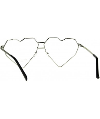 Oversized Womens Clear Lens Fashion Glasses Oversized Angled Heart Shape Eyeglasses - Silver - CB180TMAG2D $19.94