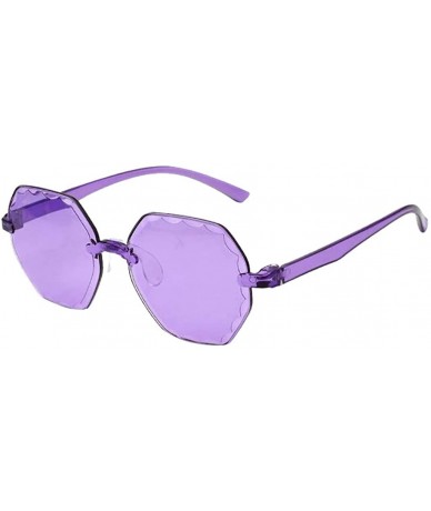 Goggle Frameless Multilateral Shaped Sunglasses One Piece Jelly Candy Colorful Unisex - Purple - CI190E33A6A $17.48