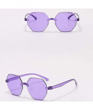 Goggle Frameless Multilateral Shaped Sunglasses One Piece Jelly Candy Colorful Unisex - Purple - CI190E33A6A $17.48