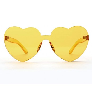 Rimless Heart Shaped Rimless Sunglasses One Pieces Transparent Candy Color Frameless Glasses Love Eyewear - Yellow - CF18EXSS...