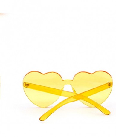 Rimless Heart Shaped Rimless Sunglasses One Pieces Transparent Candy Color Frameless Glasses Love Eyewear - Yellow - CF18EXSS...