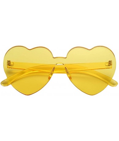 Rimless Heart Shaped Rimless Sunglasses One Pieces Transparent Candy Color Frameless Glasses Love Eyewear - Yellow - CF18EXSS...