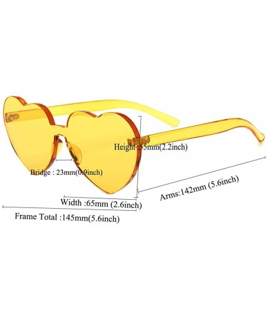 Rimless Heart Shaped Rimless Sunglasses One Pieces Transparent Candy Color Frameless Glasses Love Eyewear - Yellow - CF18EXSS...