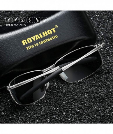 Sport Polarized Sunglasses for Mens UV Protection Alloy Rectangular Frame for Driving Fishing Golf Shades - C618Z8HN0XU $27.62