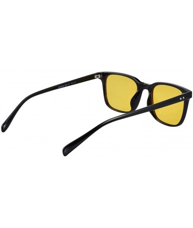 Rectangular Night Vision Driving Glasses - Anti Glare Yellow Lens Safety Sun Glasses For Women& Men Stylish - Black/Yellow - ...