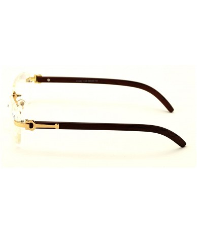 Rectangular Rimless Fashion Wooden Look Rectangular Reading Glasses Rectangle Reader - Brown Gold - CH18DZLECUR $31.97