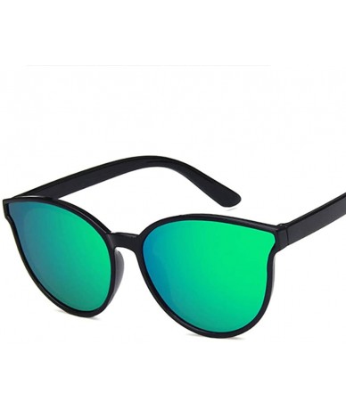 Oval Unisex Sunglasses Retro Bright Black Grey Drive Holiday Oval Non-Polarized UV400 - Bright Black Green - C218RKGXNDH $15.53