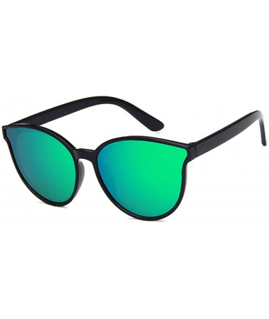 Oval Unisex Sunglasses Retro Bright Black Grey Drive Holiday Oval Non-Polarized UV400 - Bright Black Green - C218RKGXNDH $15.53