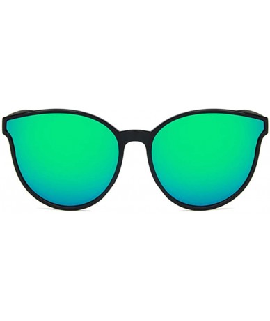 Oval Unisex Sunglasses Retro Bright Black Grey Drive Holiday Oval Non-Polarized UV400 - Bright Black Green - C218RKGXNDH $15.53