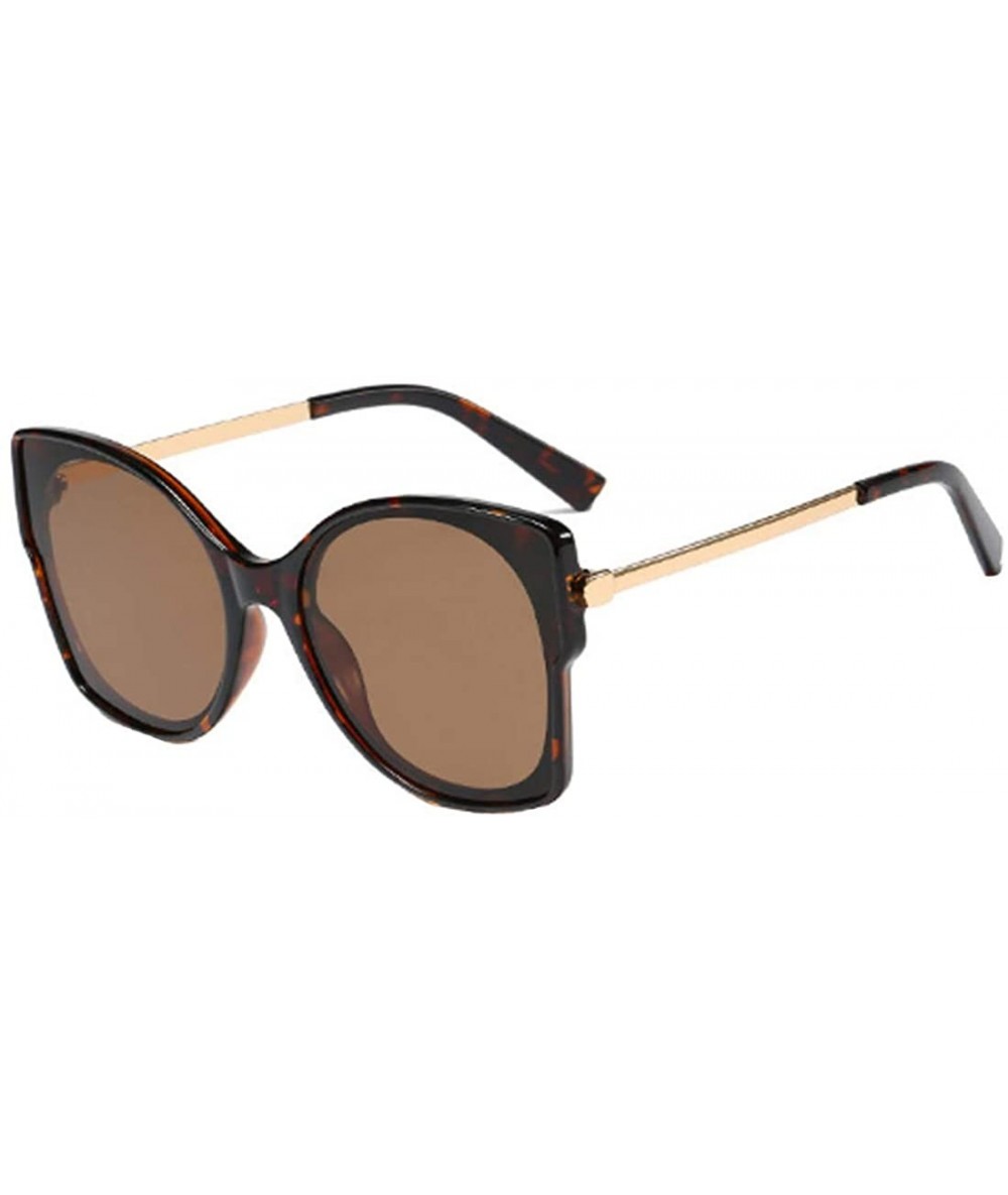 Cat Eye Women's Vintage Cat Eye Resin Full-Frame Ocean Piece Lens Sunglasses - Leopard Brown - CP18W7HNTM7 $45.75