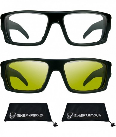 Goggle Motorcycle Biker Padded Foam Wind Protection Sunglasses - Clear & Yellow Combo - CC1896UZ9SW $48.45