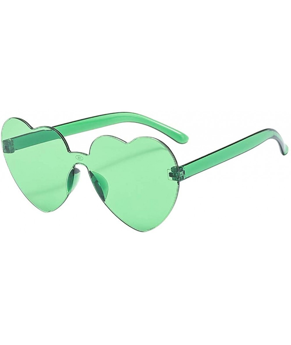 Rimless Candy Tone Colorful Heart Shaped Rimless Sunglasses Transparent Candy Color Frameless Glasses - Green - CA196HGO0UD $...