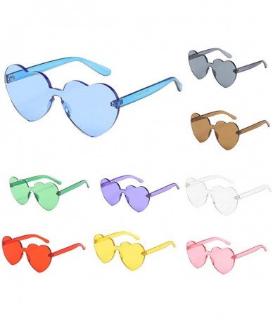 Rimless Candy Tone Colorful Heart Shaped Rimless Sunglasses Transparent Candy Color Frameless Glasses - Green - CA196HGO0UD $...