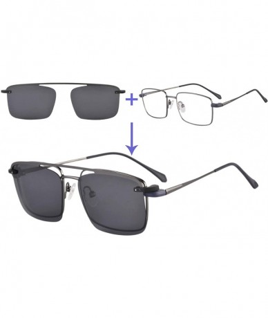 Rectangular Polarized Clip on Sunglasses Blue Light Blocking Shortsighted Glasses-JS3046 - C4 Gun - C018TTCOD7R $61.28