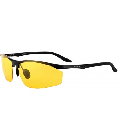 Rimless Night Driving Glasses Anti Glare Yellow Polarized Lenses Matte Black Magnalium Frame - Matte Black-2 - C21836YW66R $9...