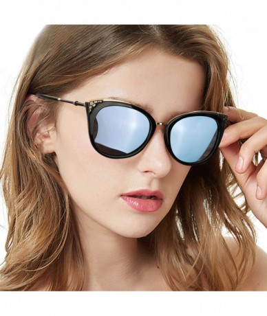 Cat Eye Oversized Mirrored Sunglasses for Women - Fashion Polarized Sunglasses with 100% UV Protection for Outdoor - C518T2M0...