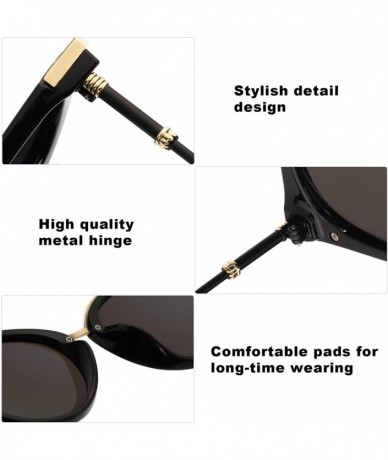 Cat Eye Oversized Mirrored Sunglasses for Women - Fashion Polarized Sunglasses with 100% UV Protection for Outdoor - C518T2M0...