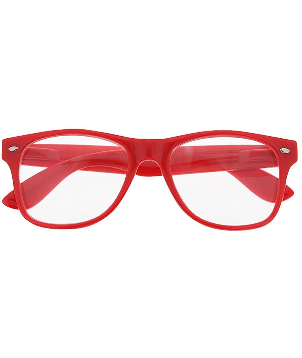 Wayfarer Halloween Costume Glasses for Women and Men Clear Lens Nerd - Red - CF180UN5Y0L $19.57