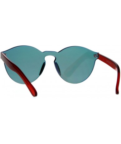 Round Unique Flat Solid Panel Lens Horn Keyhole Mirror Sunglasses - Red - CM187KZSDYC $26.74