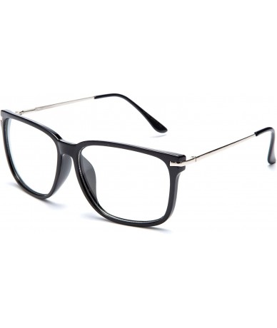 Oversized Unisex Oversized Metal Frame Clear Lens Sunglasses - Black/Silver - C211KSL11SD $18.38