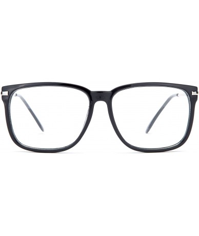 Oversized Unisex Oversized Metal Frame Clear Lens Sunglasses - Black/Silver - C211KSL11SD $18.38