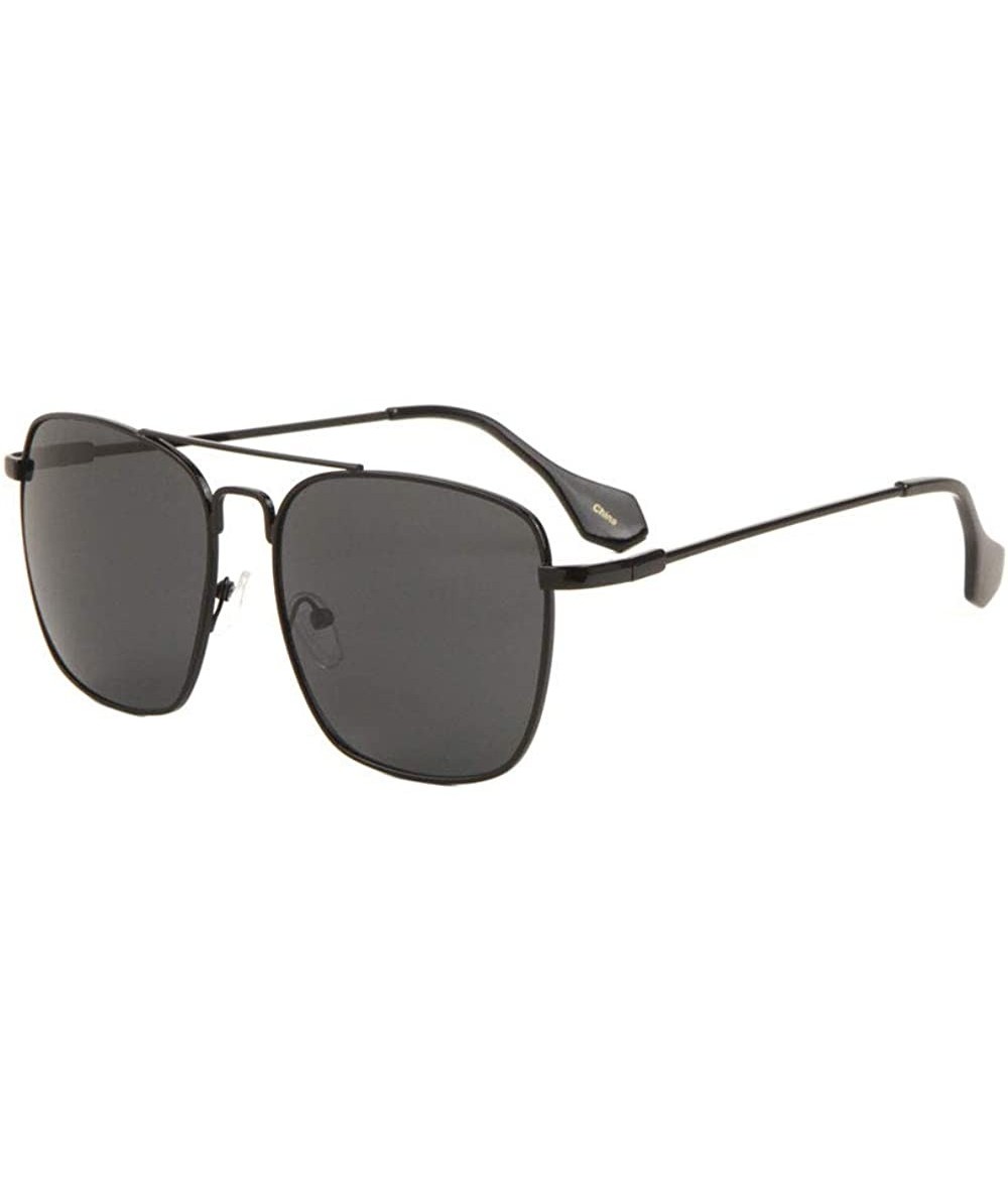 Square Classic Square Aviator Geometric Temple Ear Sunglasses - Black - CV197S5SIIL $25.56