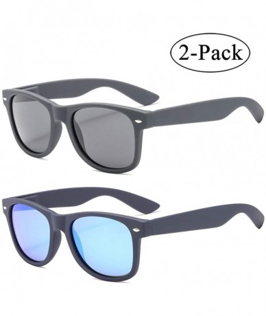 Semi-rimless Polarized Sunglasses Protection Outdoor Classic - 2pack- Grey Lens Black Frame/Blue Lens Black Frame - CN18HXR6Z...