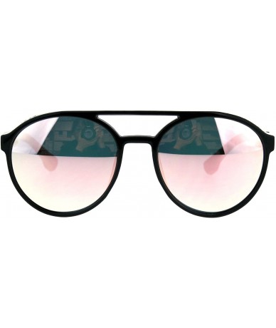 Aviator Side Cover Fashion Sunglasses Flat Top Round Vintage Aviators Mirror Lens - Black (Pink Mirror) - C018DXLKATE $20.57