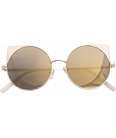 Cat Eye Women Oversized Cat Eye Sunglasses Eyewear - Gold Frame/Gold Mirrored Lens 50754 - C218CRQ97GE $18.56