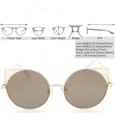 Cat Eye Women Oversized Cat Eye Sunglasses Eyewear - Gold Frame/Gold Mirrored Lens 50754 - C218CRQ97GE $18.56