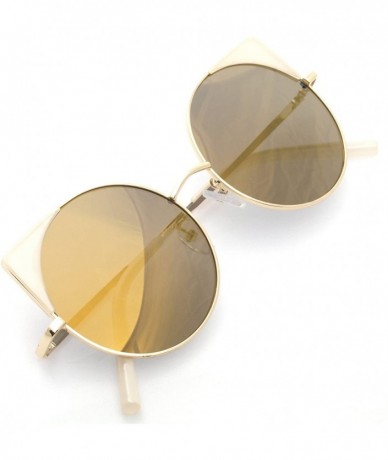 Cat Eye Women Oversized Cat Eye Sunglasses Eyewear - Gold Frame/Gold Mirrored Lens 50754 - C218CRQ97GE $18.56