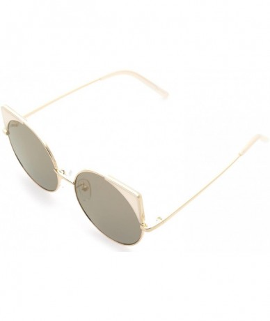 Cat Eye Women Oversized Cat Eye Sunglasses Eyewear - Gold Frame/Gold Mirrored Lens 50754 - C218CRQ97GE $18.56