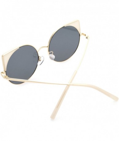 Cat Eye Women Oversized Cat Eye Sunglasses Eyewear - Gold Frame/Gold Mirrored Lens 50754 - C218CRQ97GE $18.56