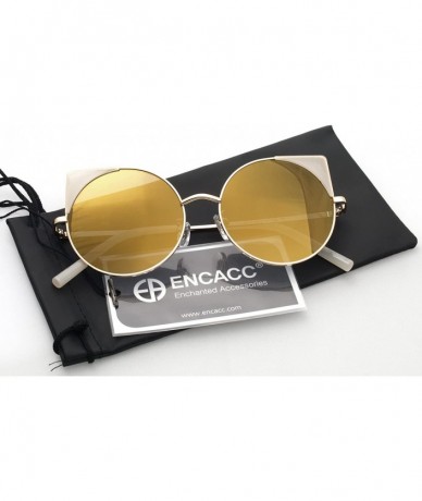 Cat Eye Women Oversized Cat Eye Sunglasses Eyewear - Gold Frame/Gold Mirrored Lens 50754 - C218CRQ97GE $18.56