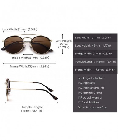 Rimless Small Polarized Round Sunglasses for Women Vintage Double Bridge Frame - Gold Frame / Polarized Brown Lens - CD185TH9...