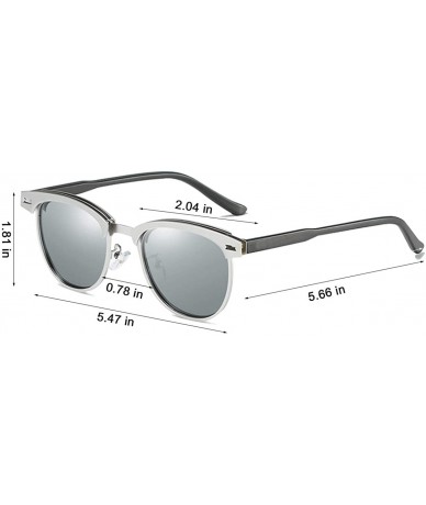 Round Retro Semi Rimless Round Polarized Sunglasses for Women Men Brand Sun Glasses - 05silver Frame Silver Lens - C318HC9YDL...