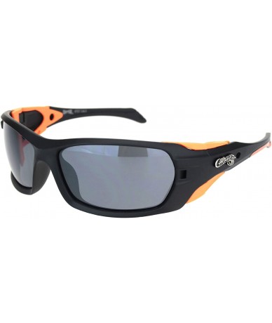 Rectangular Sunglasses Mens Wrap Around Oval Rectangular Bikers Shades UV 400 - Black Orange (Black) - CA194AL7TL2 $21.96