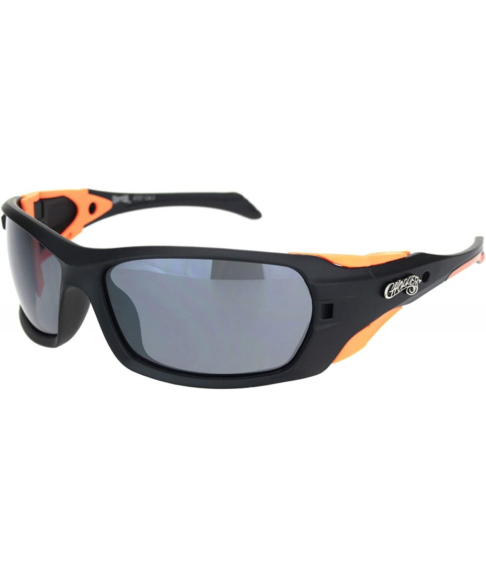 Rectangular Sunglasses Mens Wrap Around Oval Rectangular Bikers Shades UV 400 - Black Orange (Black) - CA194AL7TL2 $21.96