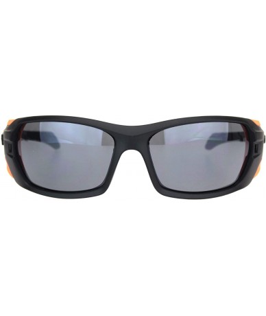 Rectangular Sunglasses Mens Wrap Around Oval Rectangular Bikers Shades UV 400 - Black Orange (Black) - CA194AL7TL2 $21.96