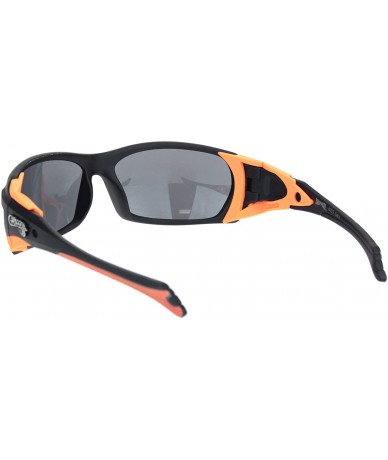 Rectangular Sunglasses Mens Wrap Around Oval Rectangular Bikers Shades UV 400 - Black Orange (Black) - CA194AL7TL2 $21.96