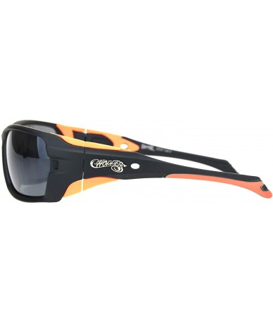 Rectangular Sunglasses Mens Wrap Around Oval Rectangular Bikers Shades UV 400 - Black Orange (Black) - CA194AL7TL2 $21.96