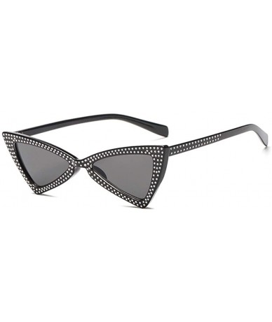 Cat Eye Triangle Sunglasses Women Sunshade Rhinestone Butterfly Frame Cat Eye Sun Glasses Female Black Eyewear UV400 - CH198N...