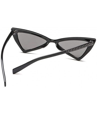 Cat Eye Triangle Sunglasses Women Sunshade Rhinestone Butterfly Frame Cat Eye Sun Glasses Female Black Eyewear UV400 - CH198N...