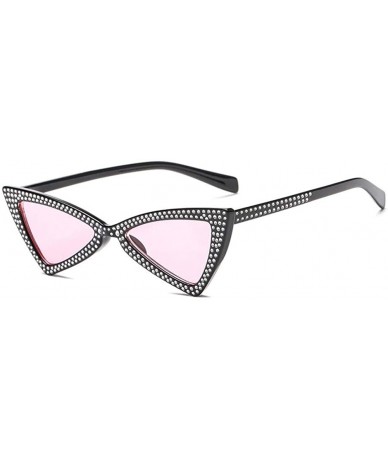 Cat Eye Triangle Sunglasses Women Sunshade Rhinestone Butterfly Frame Cat Eye Sun Glasses Female Black Eyewear UV400 - CH198N...