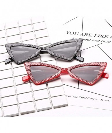 Cat Eye Triangle Sunglasses Women Sunshade Rhinestone Butterfly Frame Cat Eye Sun Glasses Female Black Eyewear UV400 - CH198N...