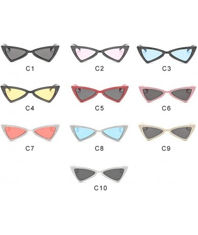 Cat Eye Triangle Sunglasses Women Sunshade Rhinestone Butterfly Frame Cat Eye Sun Glasses Female Black Eyewear UV400 - CH198N...