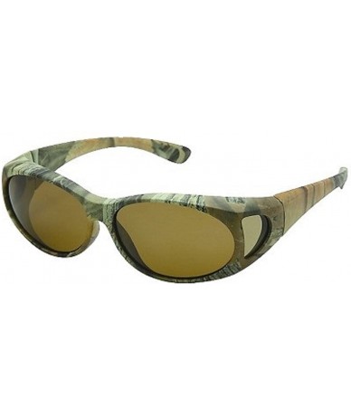 Rectangular Unisex Polarized Fit Over Camouflage Sunglasses Wear Over Eyeglasses - Green Camo - CV12O2QEPBX $24.55