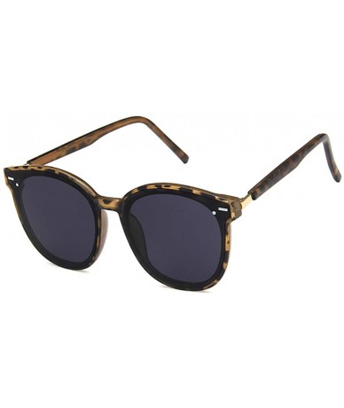 Oval Unisex Sunglasses Retro Bright Black Grey Drive Holiday Oval Non-Polarized UV400 - Leopard Grey - C218RLU6HS7 $17.97