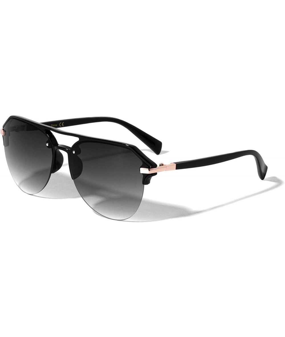 Round Rimless Round Aviator Brow Plastic Piece Sunglasses - Smoke 02 - CZ197R3ULCN $26.76