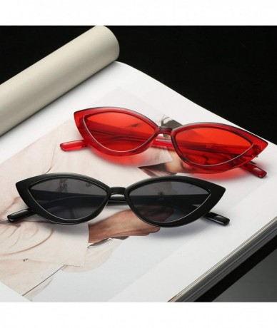 Round Cute Sexy Retro Cat Eye Sunglasses Women Small Black Transparent Triangle Vintage Cheap Sun Glasses Red Uv400 - CD197A2...